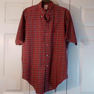 Brooks Brothers Men's Short Sleeve Red Plaid Shirt